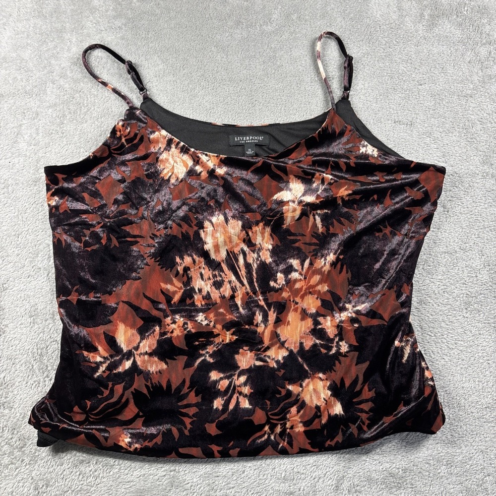 Liverpool Los Angeles Knit Camisole Fire Opal Burnout‎ Velvet Burnout Tank XL